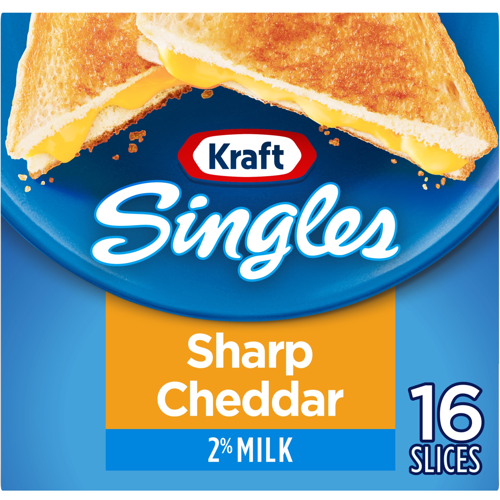 slide 1 of 1, Kraft Singles Sharp Cheddar Cheese Slices with 2% Milk Pack, 16 ct; 10.7 oz