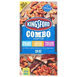 Kingsford Pulled Pork/St. Louis Style Center Cut Pork Ribs/Pulled Chicken Combo Platter 28 oz