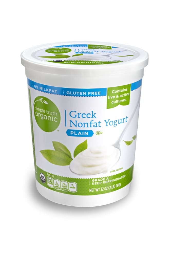 slide 1 of 1, Simple Truth Organic Greek Nonfat Yogurt Plain, 32 oz