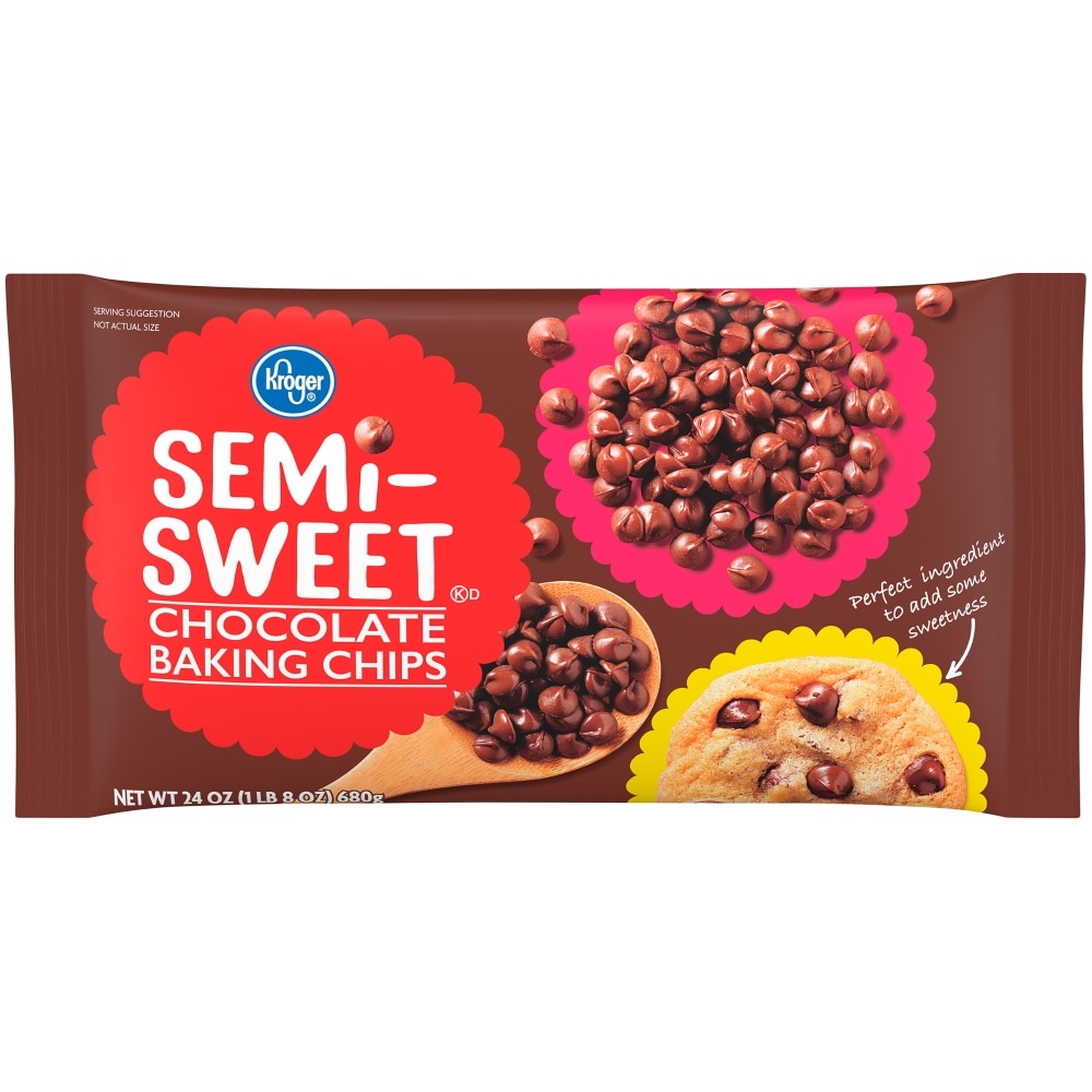 slide 1 of 1, Kroger Semi-Sweet Chocolate Baking Chips, 24 oz