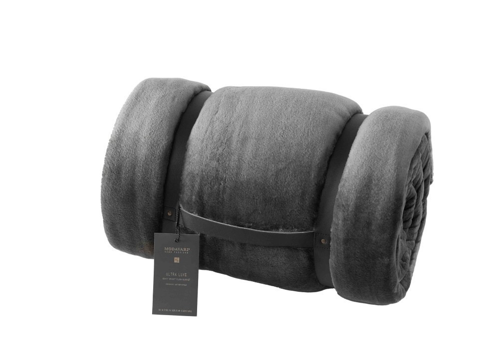 slide 1 of 1, Modavari Home Fashions Rolled Blanket - Gray, 90 x 92 in