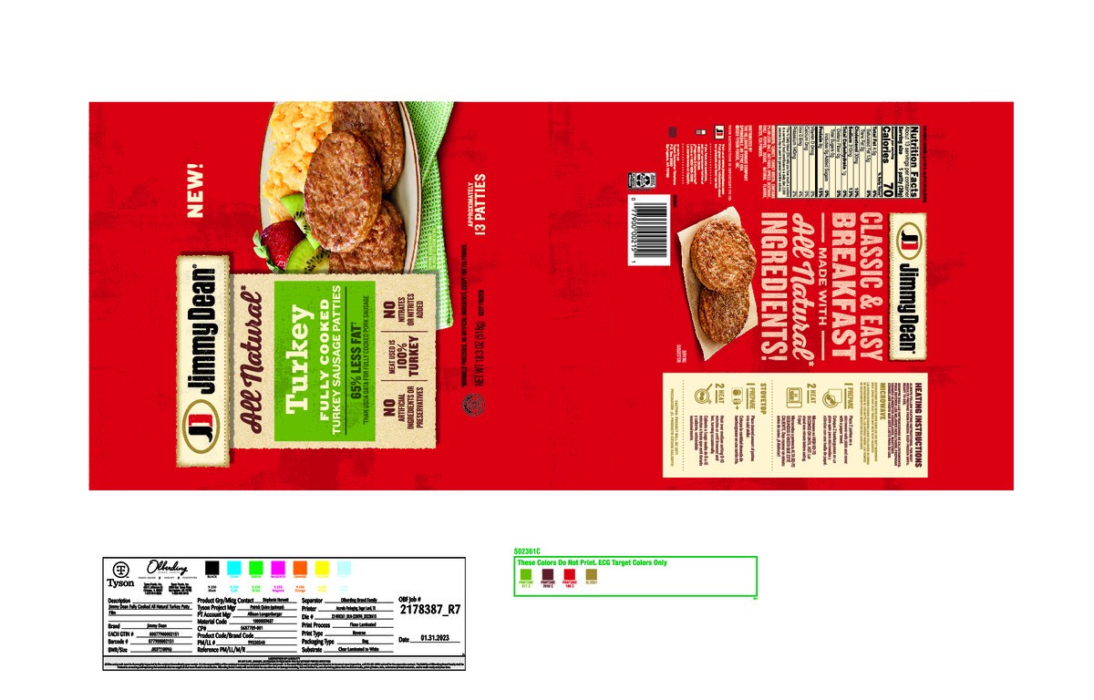 slide 8 of 11, Jimmy Dean All Natural Fully Cooked Turkey Sausage Patties, 18.3 oz Bag, 18.3 oz