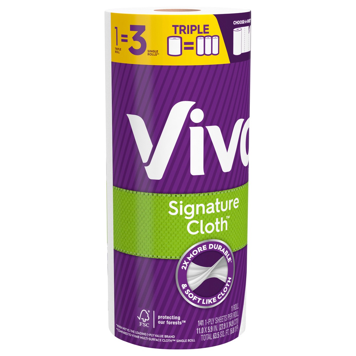 slide 2 of 4, Viva - Signature Cloth Choose-A-Sheet Paper Towels Triple Roll, 1 ct