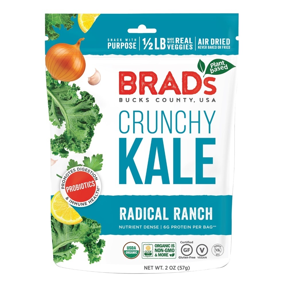 slide 1 of 1, Brad's Plant Based Organic Crunchy Kale, Radical Ranch with Probiotics, 2 oz