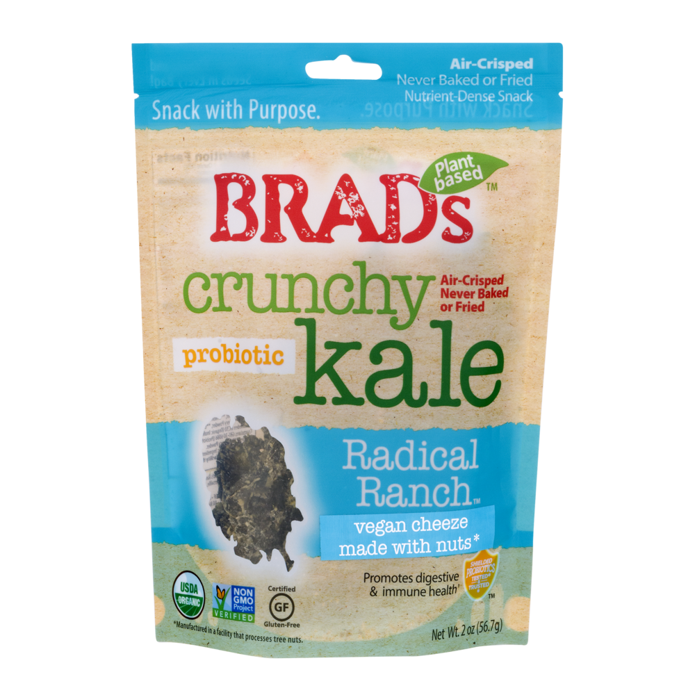 slide 1 of 1, Brad's Plant Based Organic Crunchy Kale, Radical Ranch with Probiotics, 2 oz