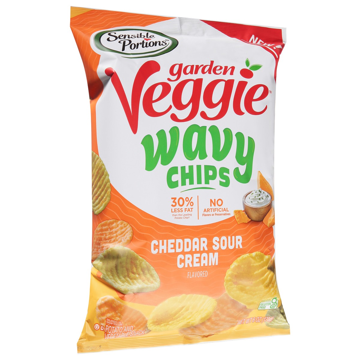 slide 3 of 8, Sensible Portions Garden Veggie Wavy Cheddar Sour Cream Flavored Chips 6 oz, 6 oz