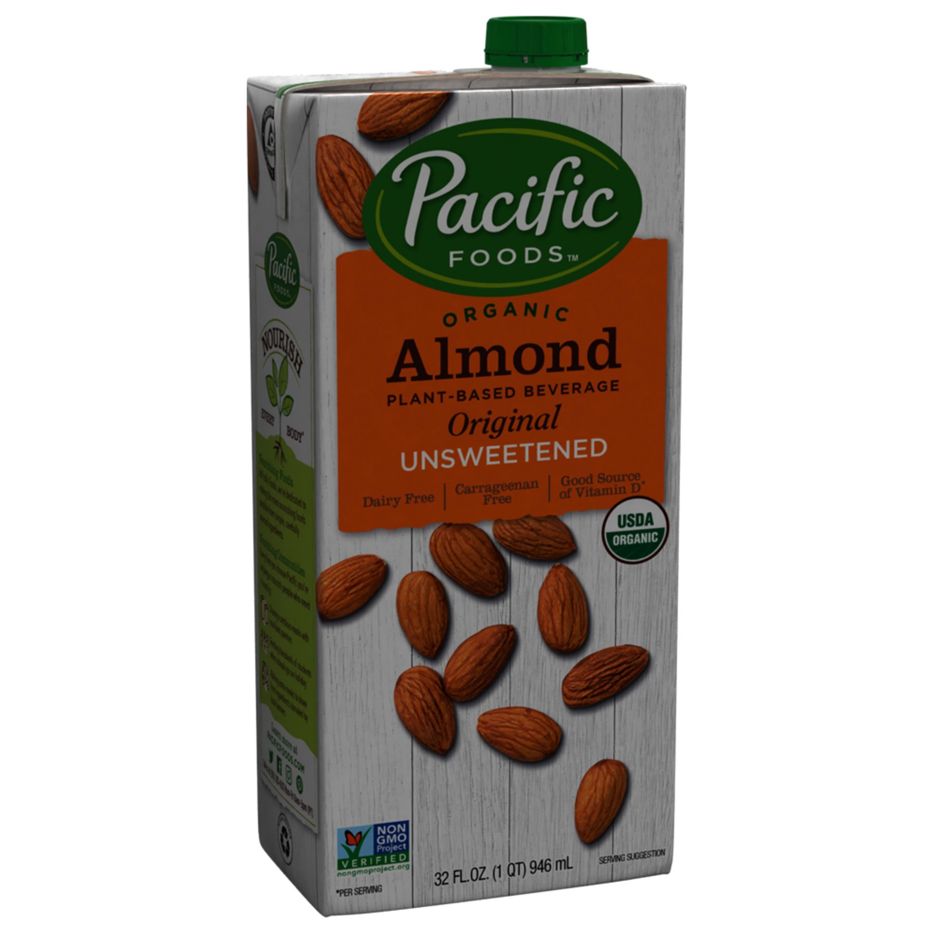 slide 1 of 5, Pacific Foods Organic Unsweetened Almond Original Plant-Based Beverage, 1 qt