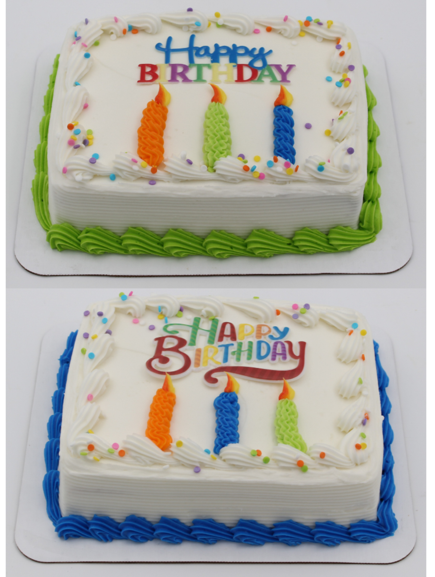 slide 1 of 1, 1/8 Sheet Decorated Marble Happy Birthday Candle Cake, 1/8 sheets