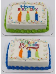 1/8 Sheet Decorated Marble Happy Birthday Candle Cake