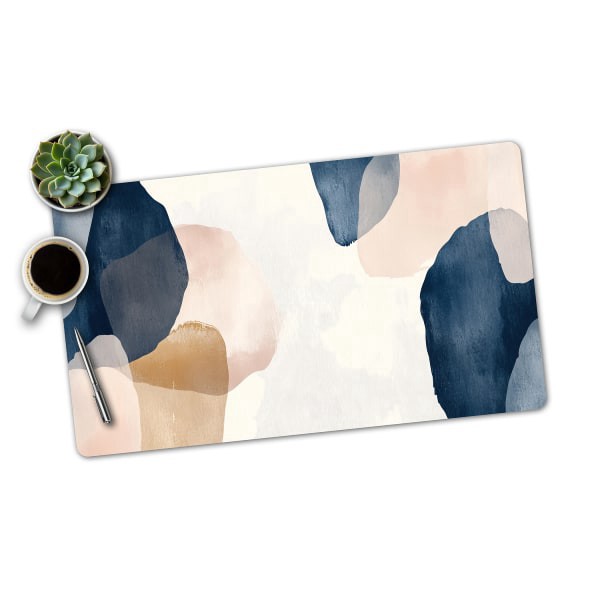 slide 3 of 4, Realspace™ Modern Desk Pad, 14-3/4"" x 26"", 30% Recycled, Blue/Cream Abstract, 1 ct