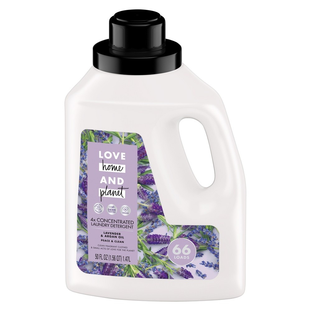 slide 3 of 4, Love Home and Planet Lavender & Argan Oil Liquid Laundry Detergent 66 Loads, 50 oz