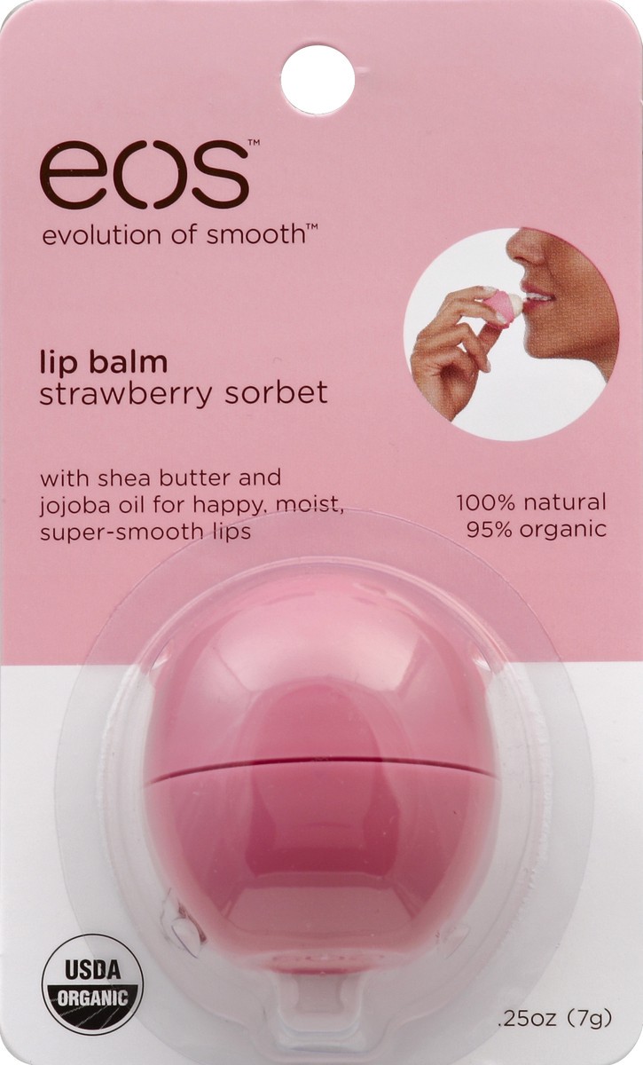 slide 4 of 5, eos Strawberry Sorbet Organic Sphere Lip Balm, 0.25 oz