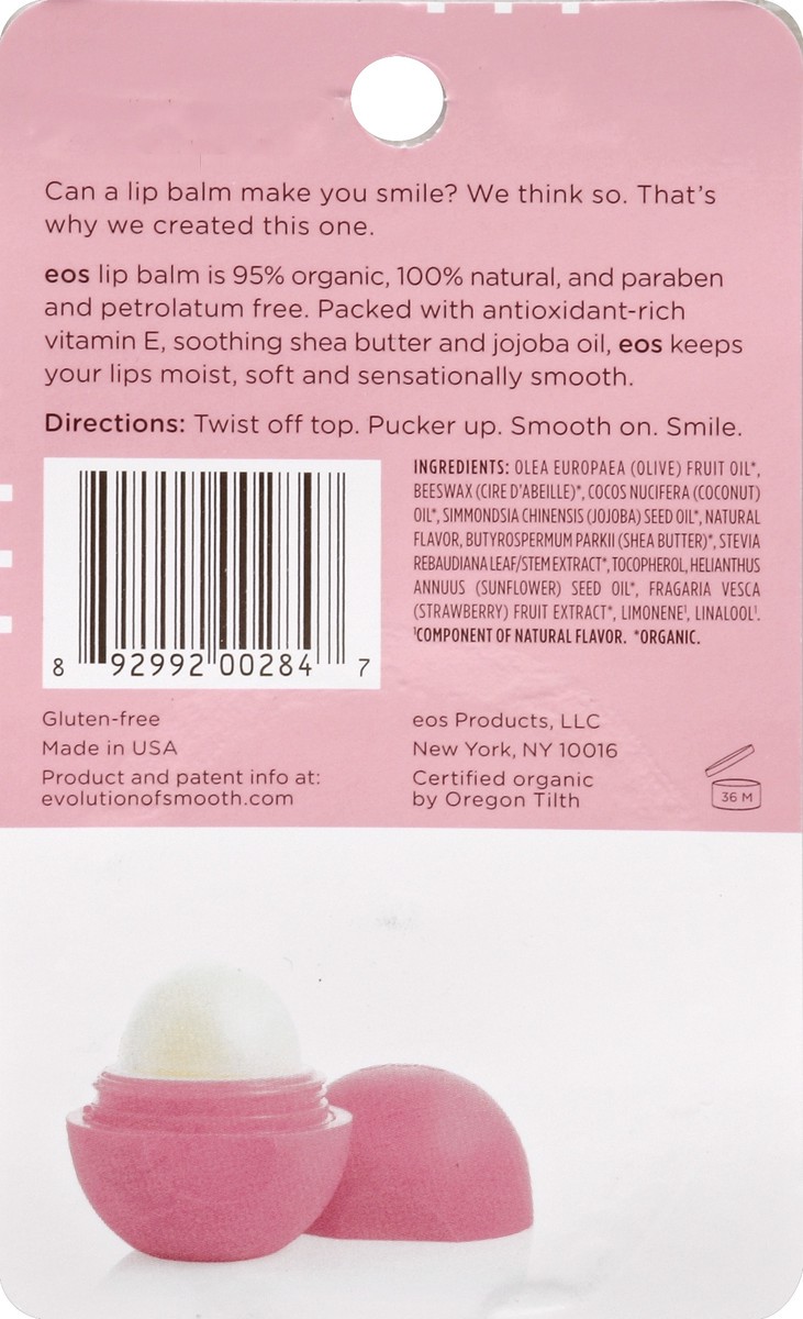 slide 2 of 5, eos Strawberry Sorbet Organic Sphere Lip Balm, 0.25 oz