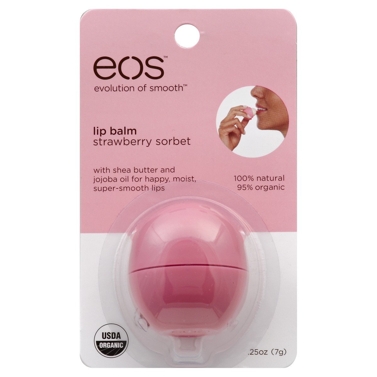 slide 5 of 5, eos Strawberry Sorbet Organic Sphere Lip Balm, 0.25 oz