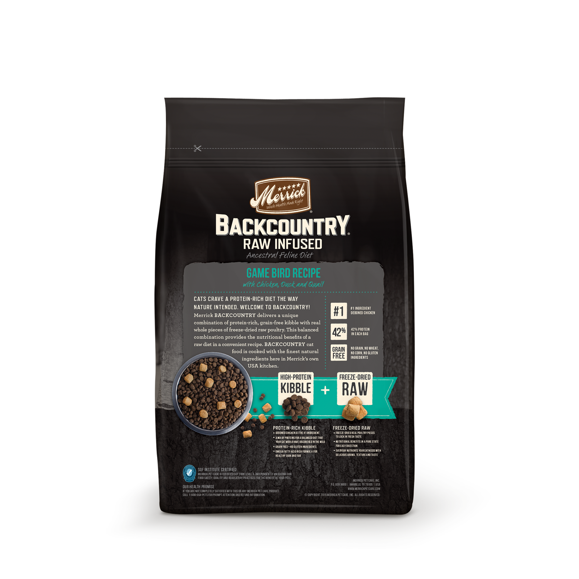 slide 3 of 3, Merrick Backcountry Grain Free Dry Cat Food Raw Infused Game Bird Recipe - 10 lb Bag, 10 lb