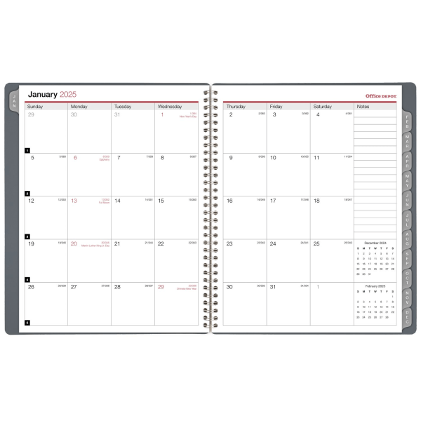 slide 4 of 6, Office Depot 2025 Office Depot Monthly Planner, 8-1/2"" X 11"", Silver, January To December, Od001630, 1 ct