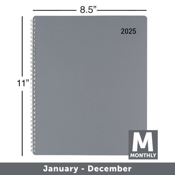 slide 3 of 6, Office Depot 2025 Office Depot Monthly Planner, 8-1/2"" X 11"", Silver, January To December, Od001630, 1 ct