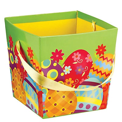 slide 1 of 1, Destination Holiday Easter Green Square Cardboard Treat Pail, 1 ct