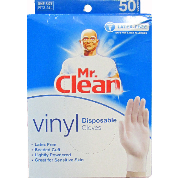 slide 1 of 1, Mr. Clean Cln Spls Glvs Disp Vnyl, 50 ct