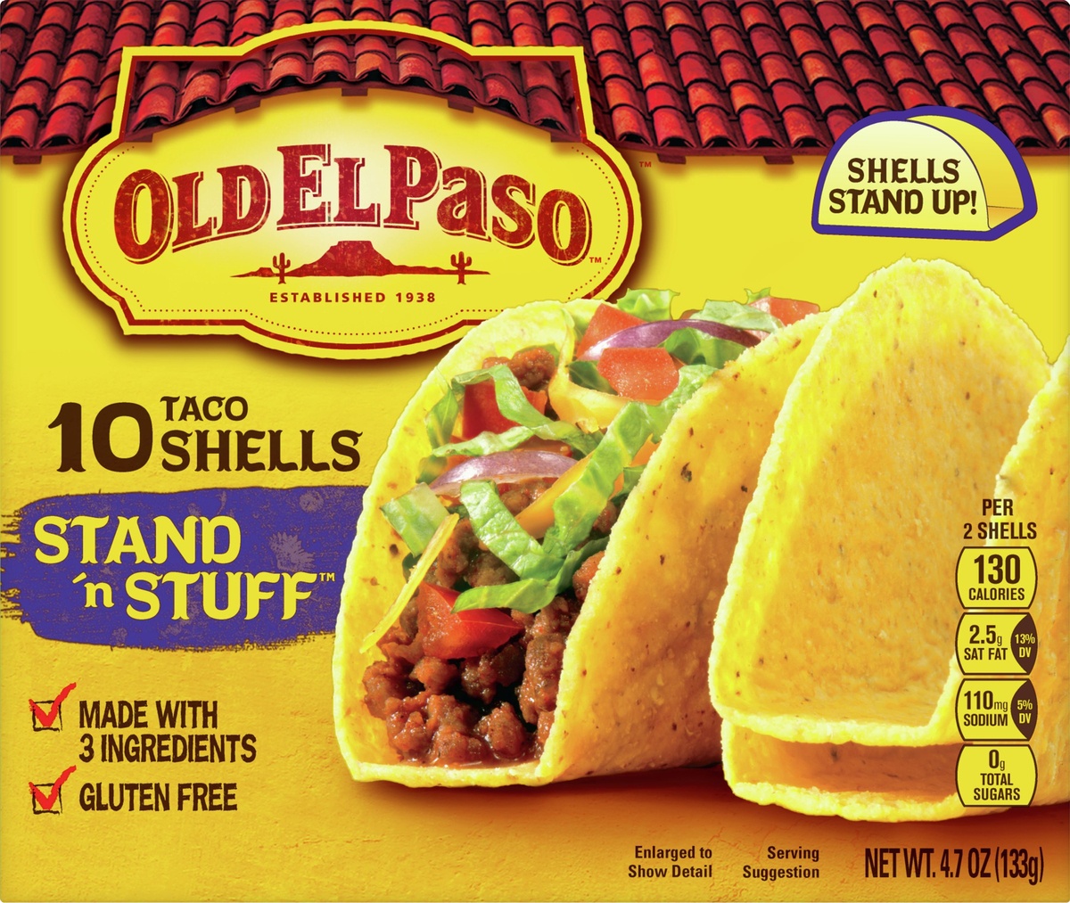 slide 9 of 10, Old El Paso Stand N Stuff Yellow Corn Taco Shells, 10 ct