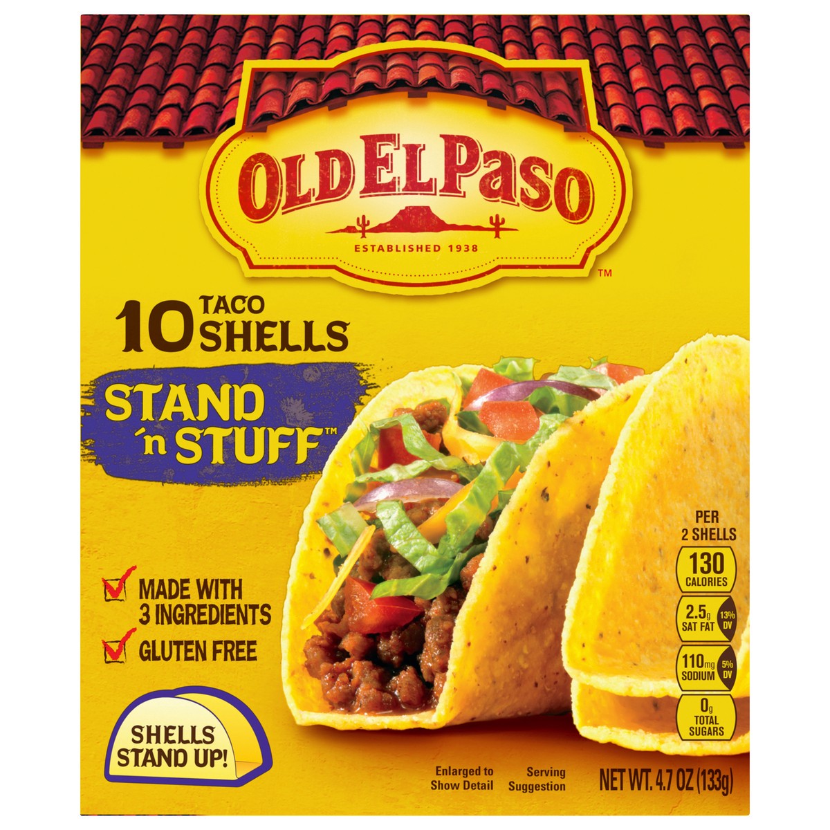 slide 1 of 1, Old El Paso Stand 'N Stuff Taco Shells, Gluten Free, 10-count, 10 ct