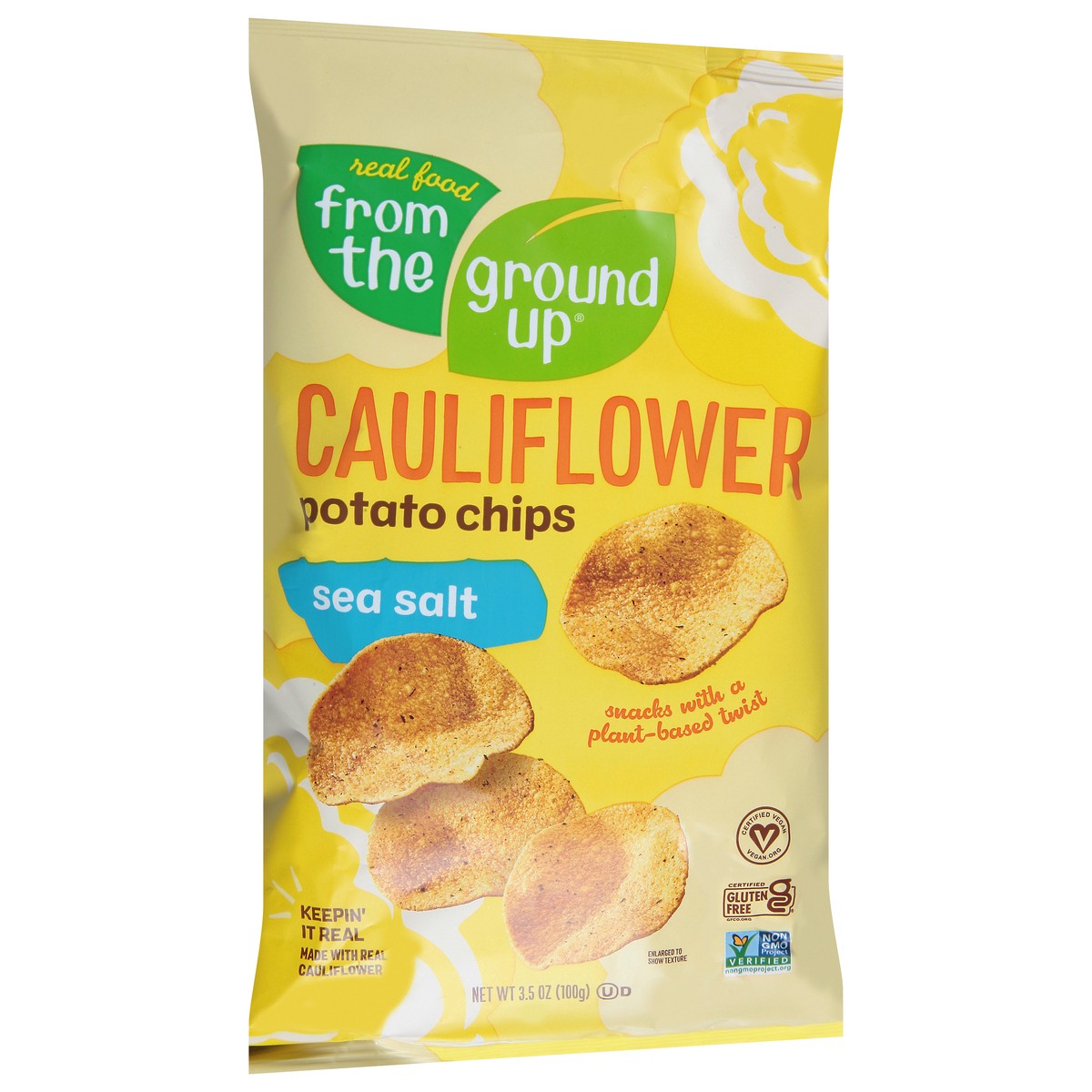 slide 2 of 9, From The Ground Up Cauliflower Sea Salt Potato Chips 3.5 oz, 1 ct