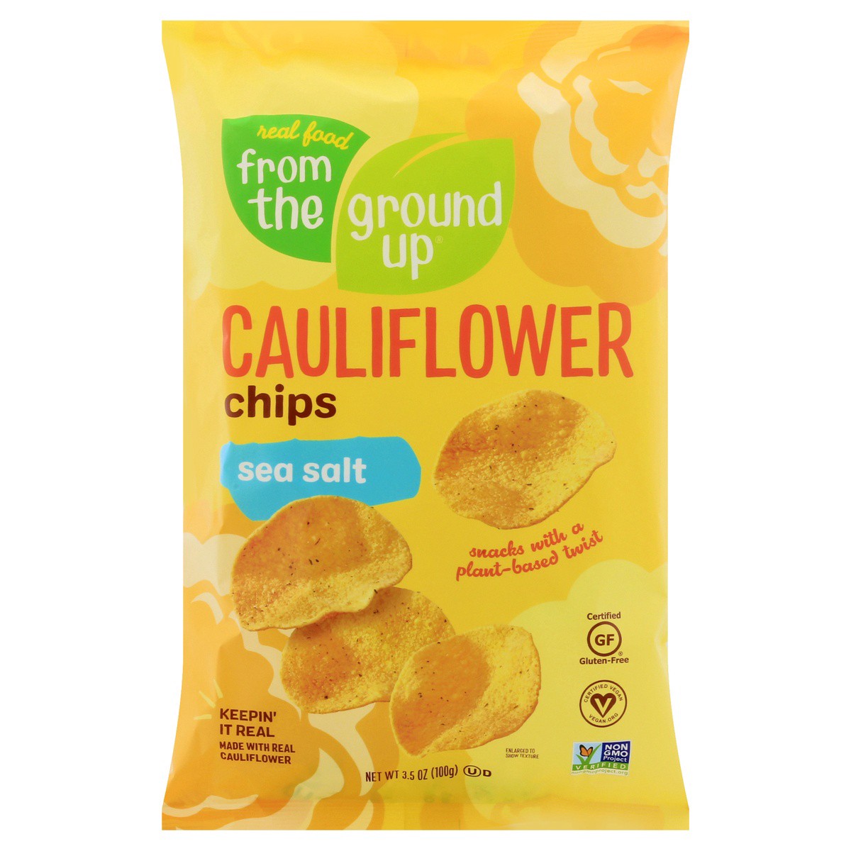 slide 1 of 9, From The Ground Up Cauliflower Sea Salt Potato Chips 3.5 oz, 1 ct