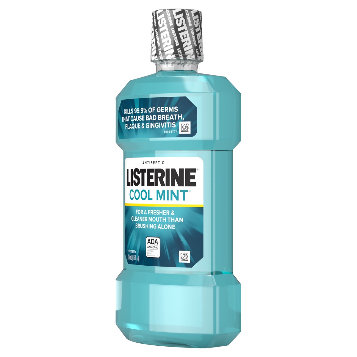 slide 4 of 8, Listerine Cool Mint Antiseptic Mouthwash, Daily Oral Rinse Kills 99% of Germs that Cause Bad Breath, Plaque and Gingivitis for a Fresher, Cleaner Mouth, Cool Mint Flavor, 250 mL/ 8.5 Fl. Oz., 250 ml