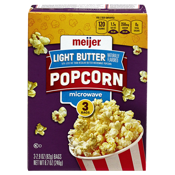 slide 1 of 1, Meijer Microwave Popcorn Light Butter, 8.7 oz