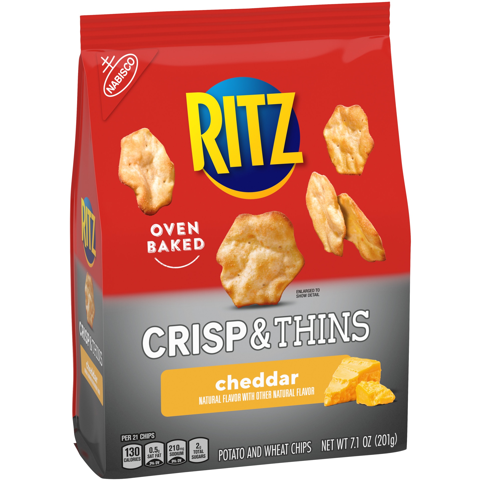 slide 2 of 2, Nabisco Ritz Crisp & Thins Cheddar Potato And Wheat Chips, 7.1 oz