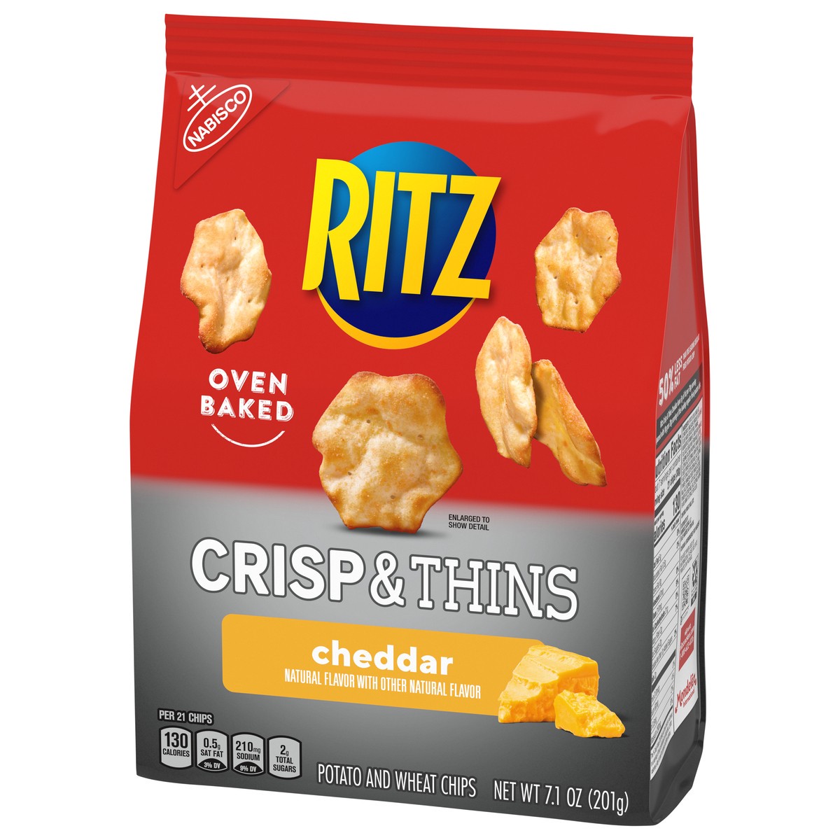 slide 3 of 14, RITZ Crisp and Thins Cheddar Chips, 7.1 oz, 0.44 lb