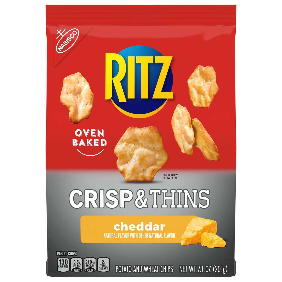 slide 1 of 9, RITZ Crisp and Thins Cheddar Chips, 7.1 oz