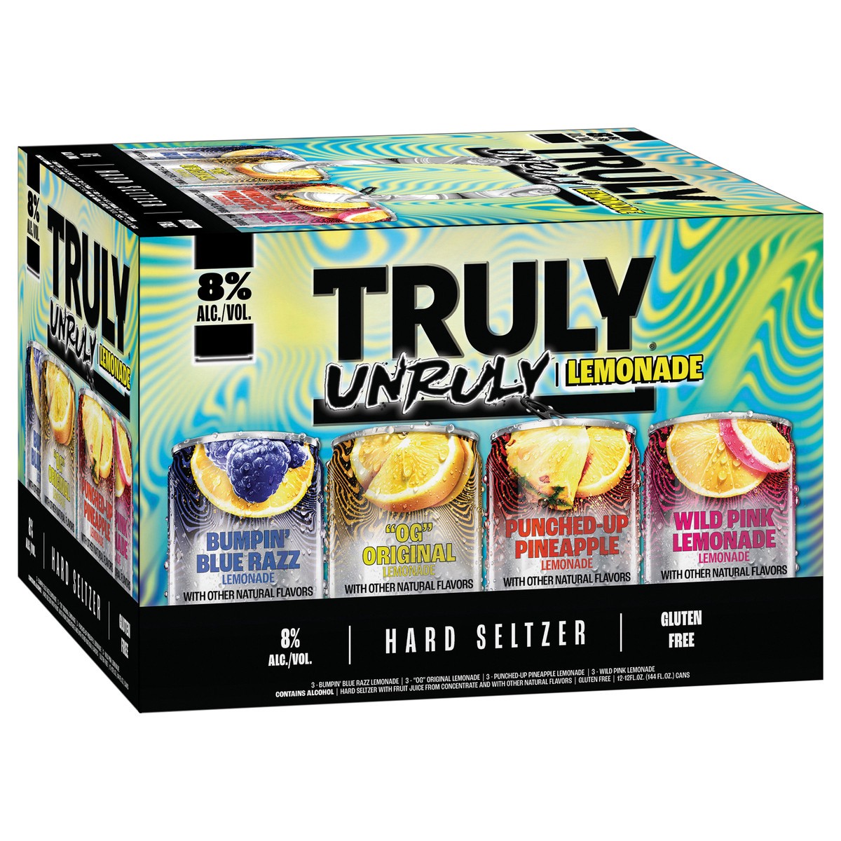 slide 10 of 13, TRULY Unruly Hard Seltzer Lemonade Variety Pack 8% ABV (12 fl. oz. Can, 12pk.), 12 ct; 12 oz