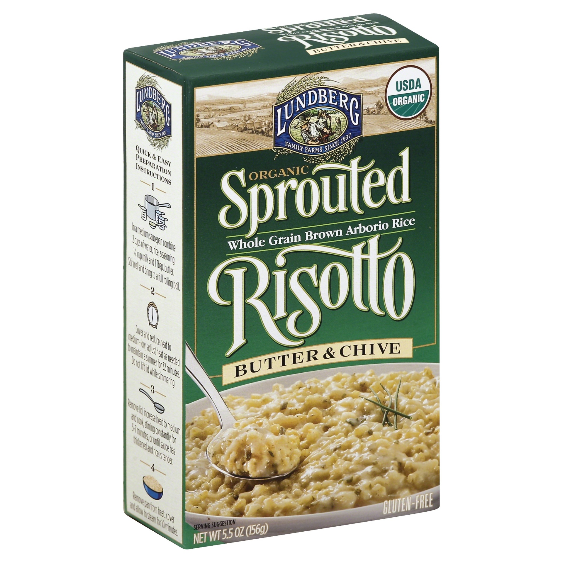 slide 1 of 1, Lundberg Organic Sprouted Risotto Whole Grain Brown Arborio Rice Butter & Chive, 5.5 oz