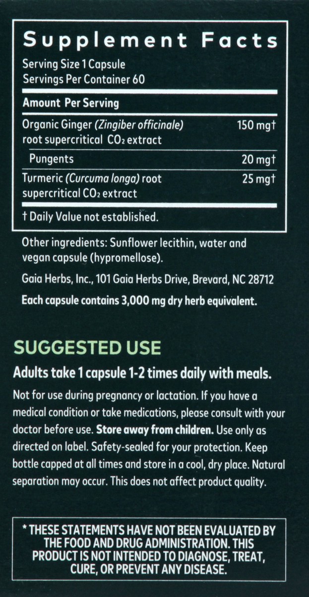 slide 5 of 9, Gaia Vegan Liquid Phyto-Caps Ginger Supreme 60 ea, 60 ct