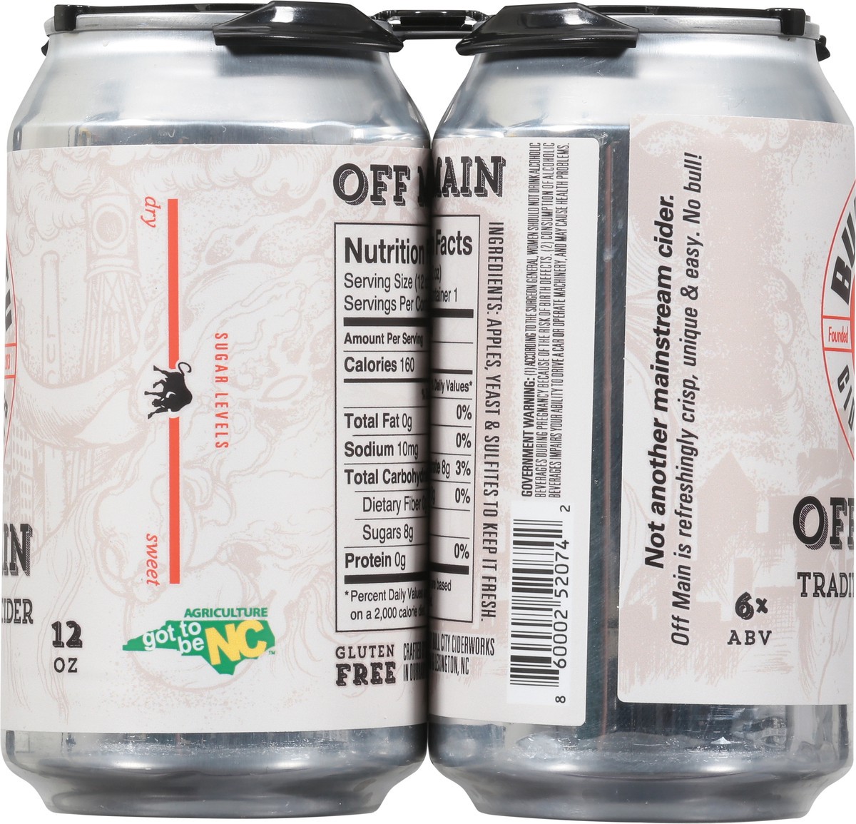 slide 8 of 14, Bull City Ciderworks Off Main Traditional Cider 6 - 12 oz Cans, 6 ct
