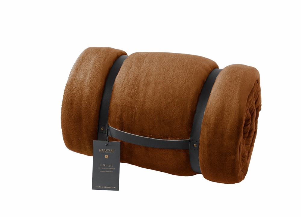slide 1 of 1, Modavari Home Fashions Rolled Blanket - Brown, 90 x 92 in