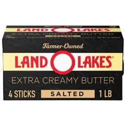 Land O'Lakes Salted Extra Creamy Butter, European Style, 4 sticks, 1 lb pack