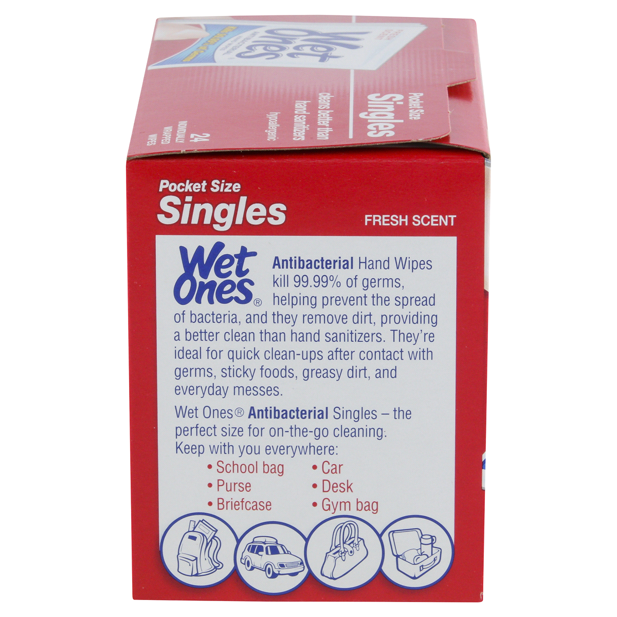 slide 47 of 114, Wet Ones Antibacterial Hand Wipes Fresh Scent Individually Wrapped Single - 24 Count, 24 ct