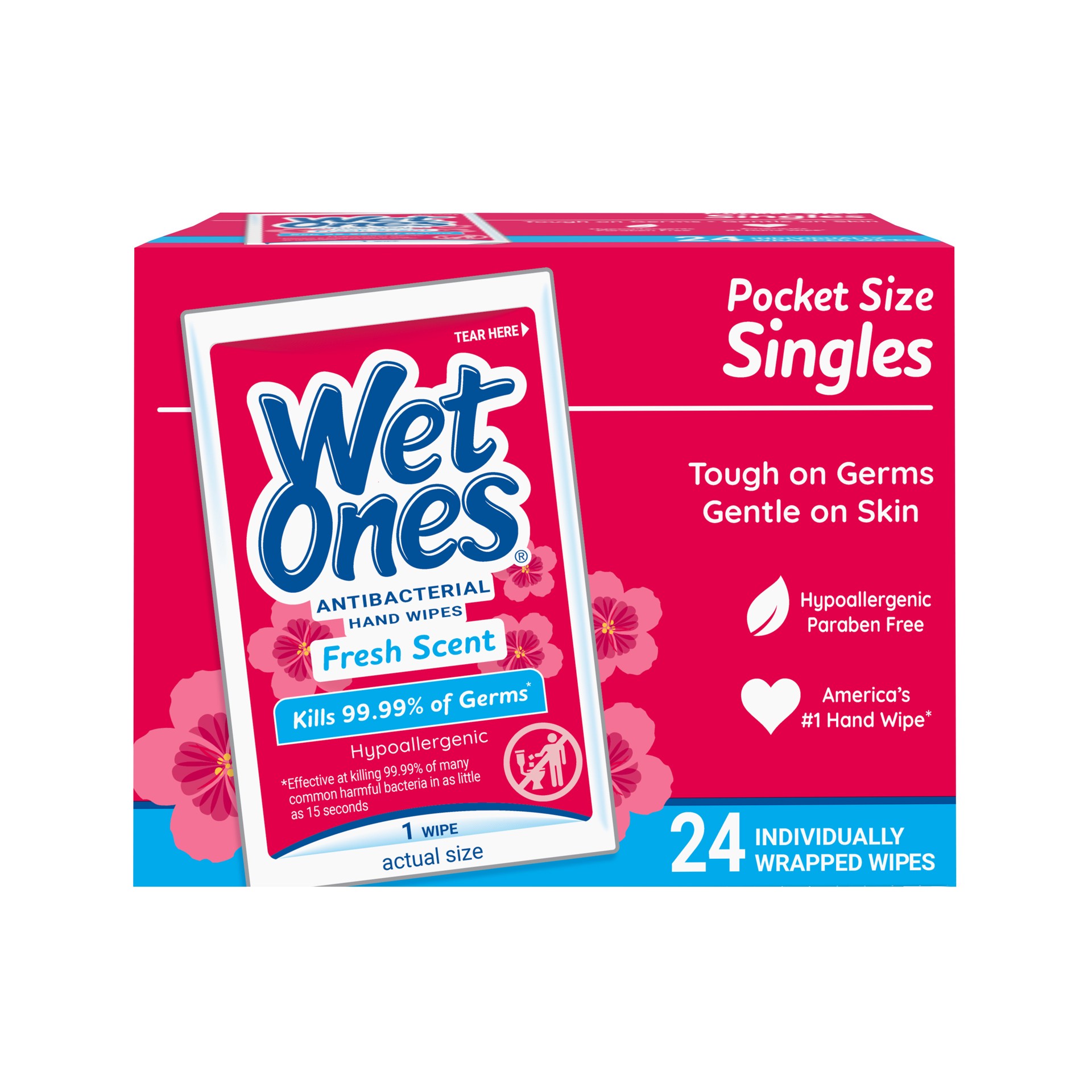 slide 1 of 114, Wet Ones Antibacterial Hand Wipes Fresh Scent Individually Wrapped Single - 24 Count, 24 ct