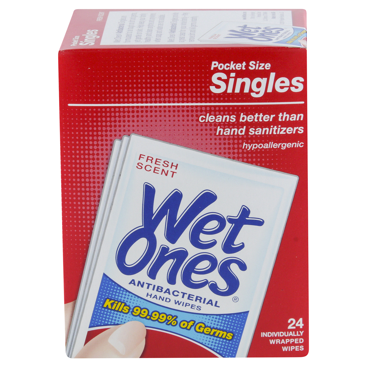 slide 98 of 114, Wet Ones Antibacterial Hand Wipes Fresh Scent Individually Wrapped Single - 24 Count, 24 ct