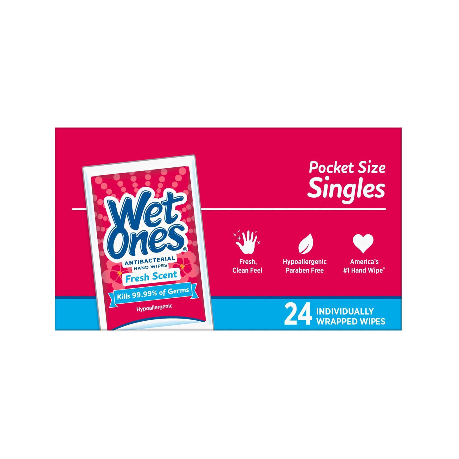 slide 92 of 114, Wet Ones Antibacterial Hand Wipes Fresh Scent Individually Wrapped Single - 24 Count, 24 ct