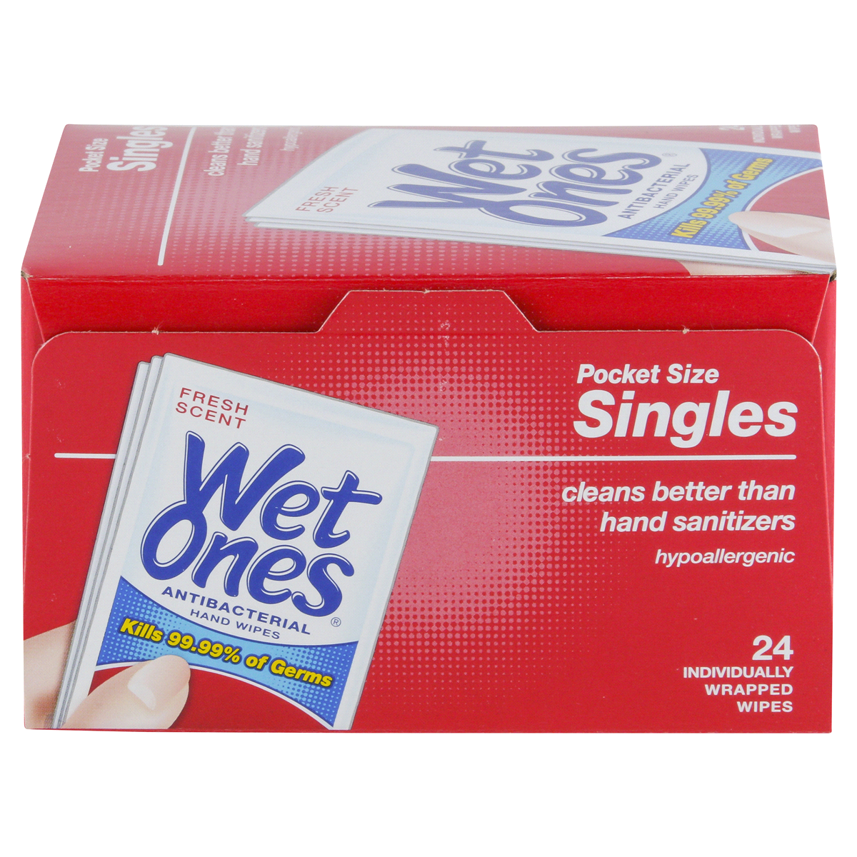 slide 88 of 114, Wet Ones Antibacterial Hand Wipes Fresh Scent Individually Wrapped Single - 24 Count, 24 ct