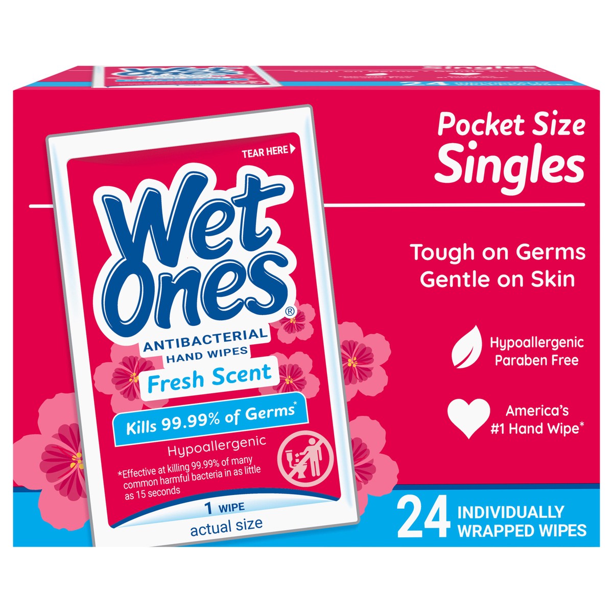 slide 1 of 114, Wet Ones Antibacterial Singles Individually Wrapped Fresh Scent Hand Wipes, 24 ct