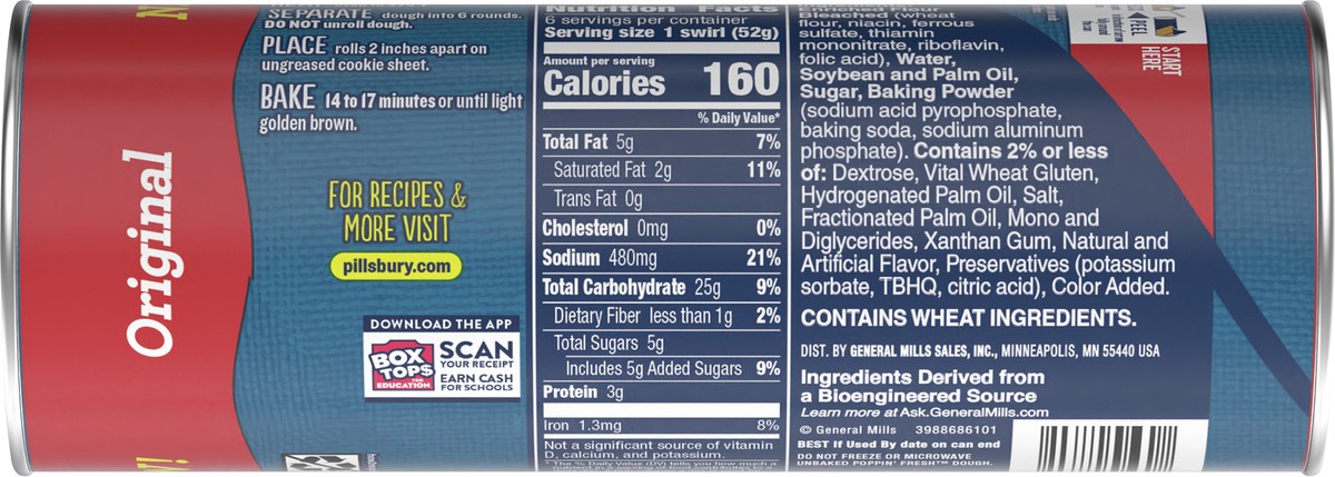 slide 8 of 8, Pillsbury Dinner Roll Style Swirls, Original, 6 Rounds, 11 oz., 6 ct