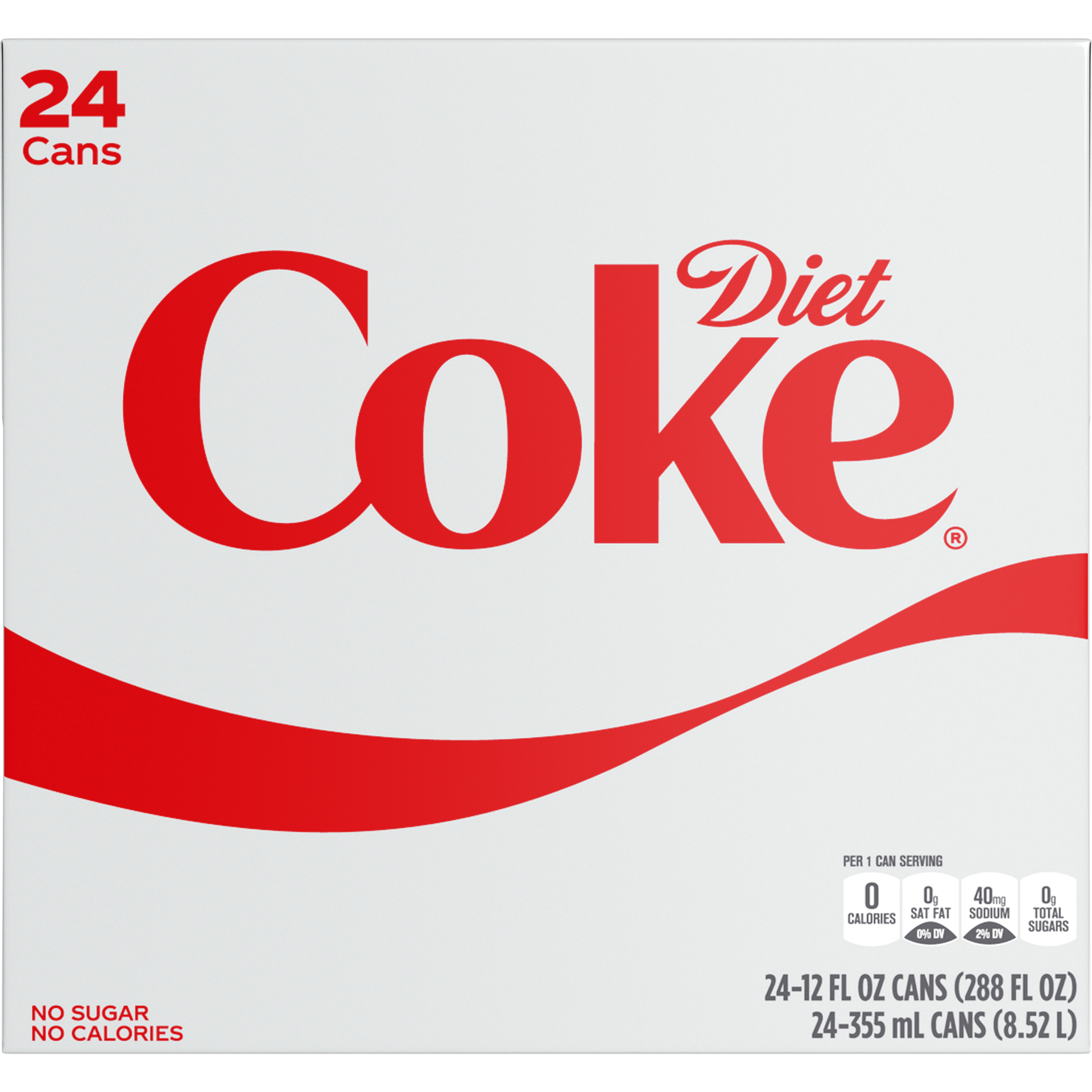 slide 5 of 5, Diet Coke Soda Soft Drink, 12 fl oz, 24 Pack, 288 fl. oz