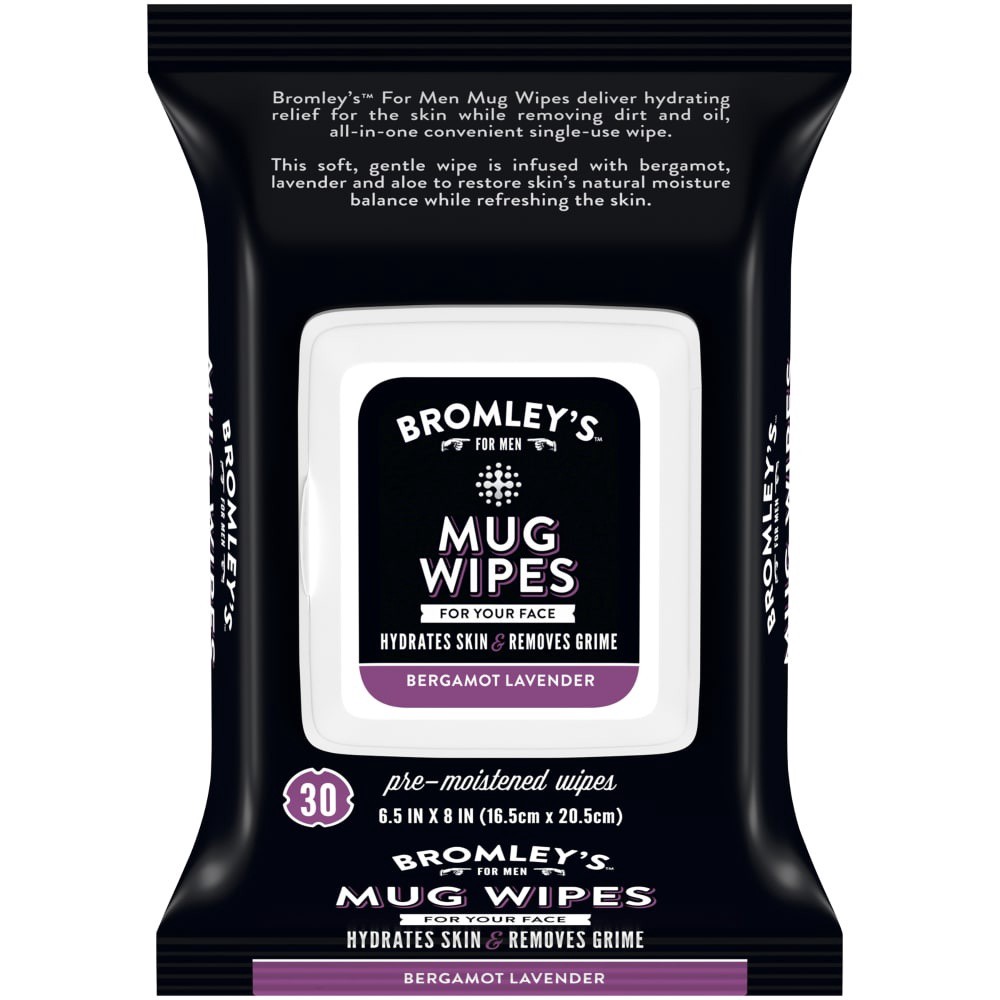 slide 2 of 3, Bromley's For Men Bergamot Lavender Mug Wipes Pre-Moistened Face Wipes, 30 ct