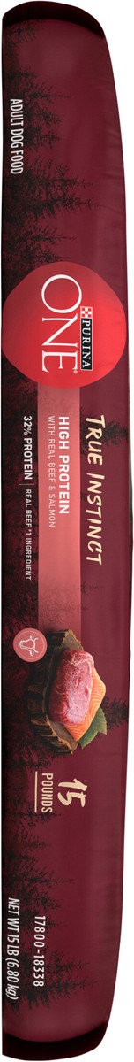 slide 3 of 8, ONE Purina ONE Natural High Protein Dry Dog Food Dry True Instinct with Real Beef and Salmon With Bone Broth and Added Vitamins, Minerals and Nutrients, 15 lb