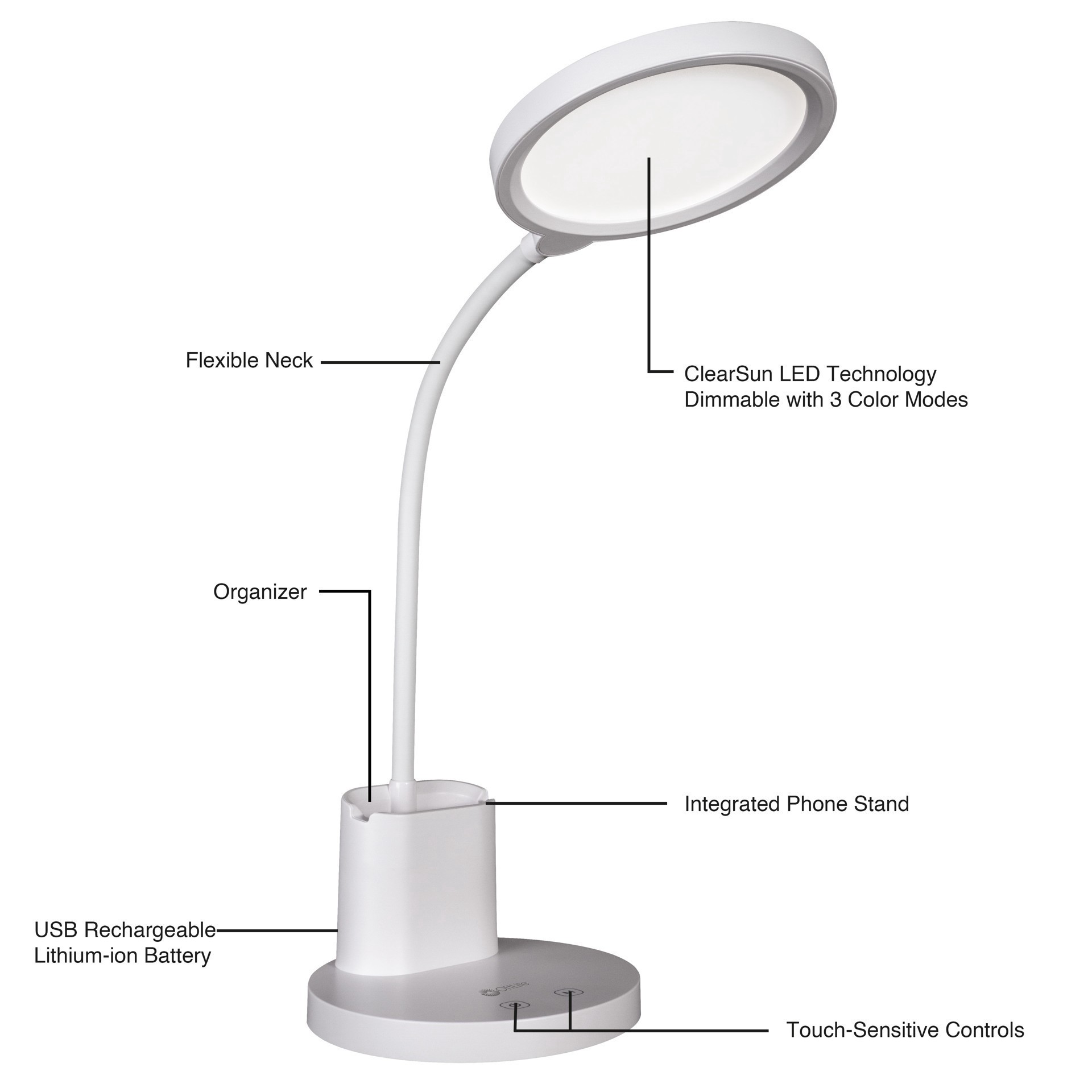 slide 5 of 7, Ott Lite Ottlite Rechargeable Led Lamp With Phone Holder, 5.375 in