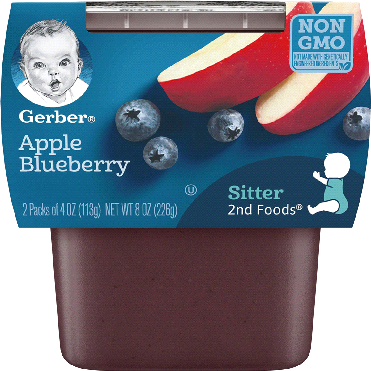 slide 1 of 1, Gerber 2nd NatureSelect Apple & Blueberry Baby Food, 2 ct; 3.5 oz